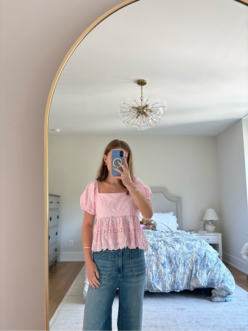 Altar'd State Pink Eyelet Blouse